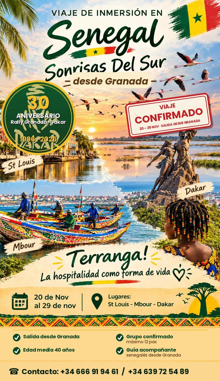 Cartel del viaje de inmersión en Senegal, Sonrisas del Sur, del 20 al 29 de noviembre